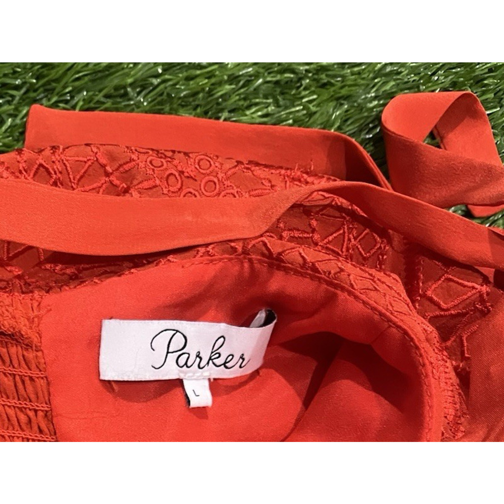 PARKER Nia Orange Silk Embroidered Lace Popover Party Dress Small NEW $398 - Picture 10 of 13